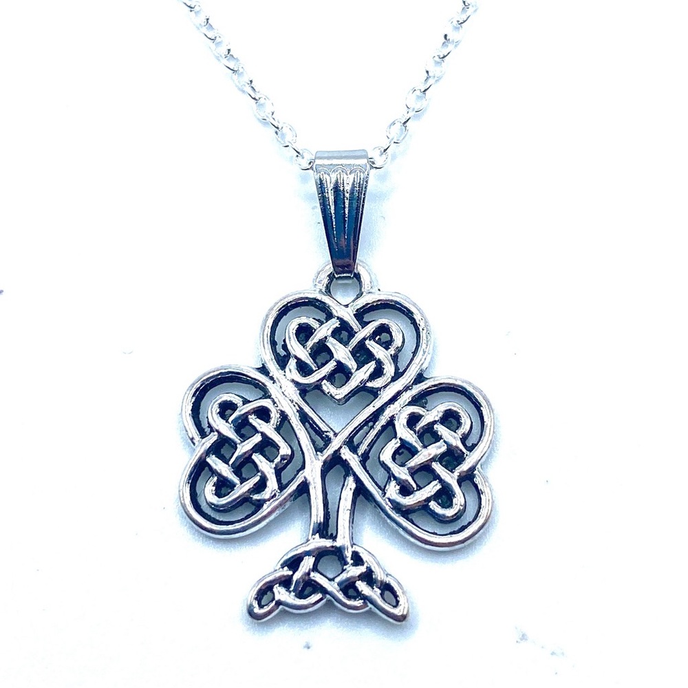Celtic Knot Shamrock Tree Necklace Irish